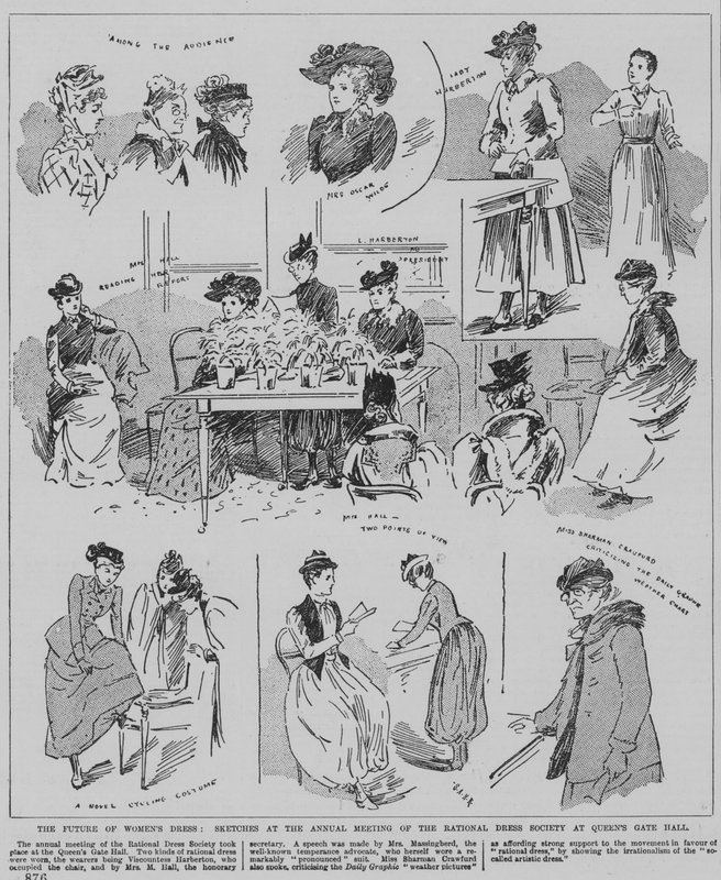 Ženy, které se účastní výročního setkání společnosti Rational Dress Society, Queen