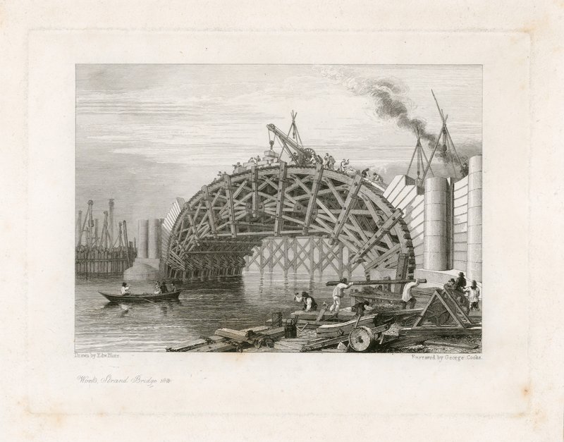 Works, Strand Bridge (tj. Waterloo Bridge), Londýn od English School