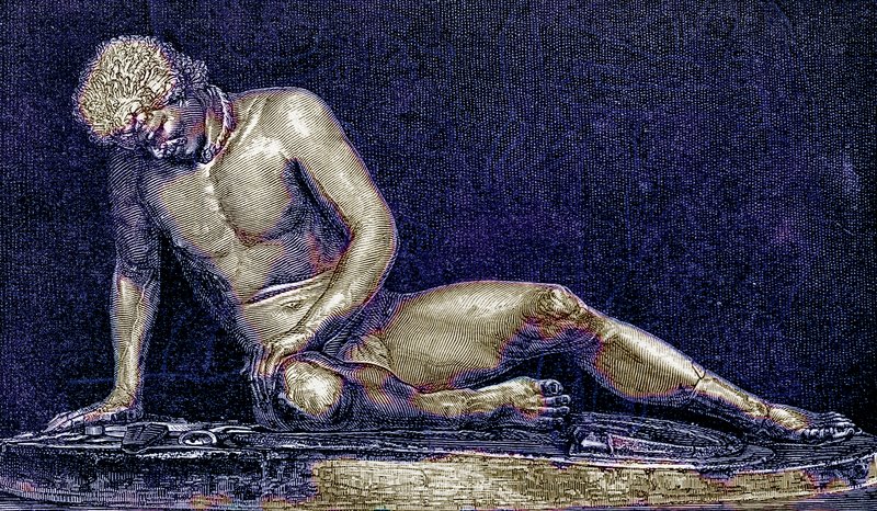 Zraněná Galie, ilustrace z Dějiny Říma od Victora Duruye, vydaná 1884 (digitálně vylepšený obrázek) od English School