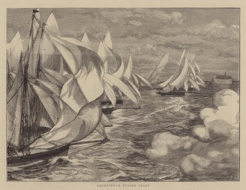 Jachting, letmý start (rytina) od English School
