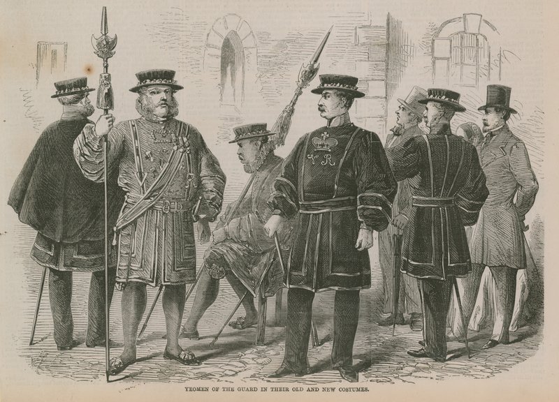 Yeomen of the Guard ve svých starých a nových kostýmech od English School