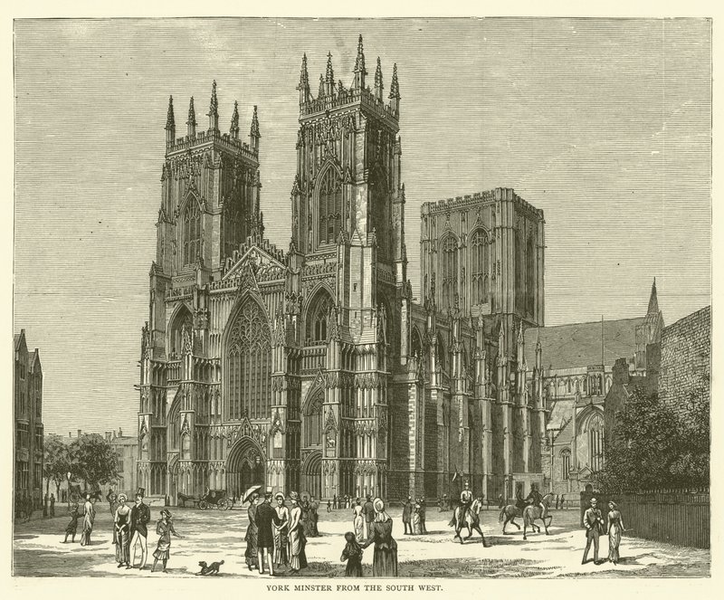 York Minster z jihozápadu (rytina) od English School