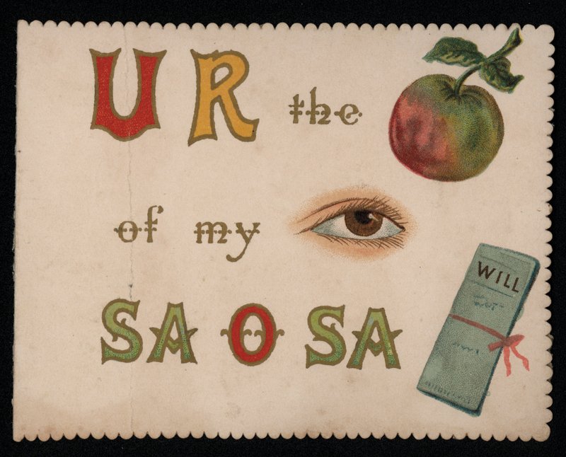 "Jsi zřítelnice mého oka", blahopřání. (chromolitho) od English School