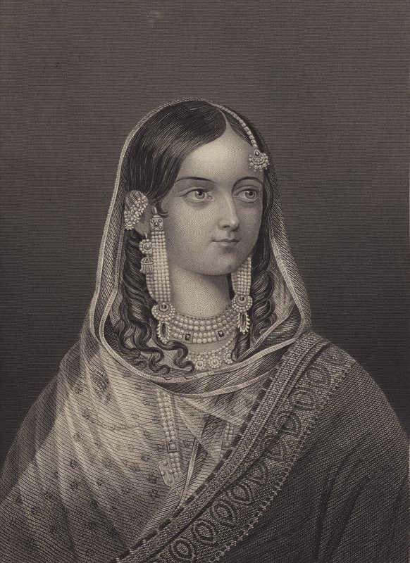 Zinat Mahal, oblíbená manželka Bahádúra Šáha II., posledního mughalského císaře (rytina) od English School