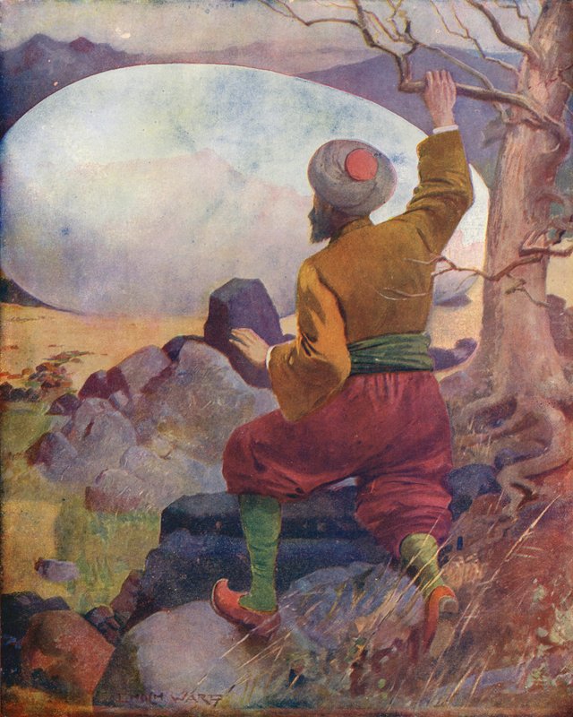 Sindibád spatřil Rocovo vejce (barevná litografie) od Enoch Ward