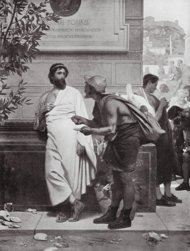 Aristides a rolník (litografie) od Ernest (1818 87) Hillemacher