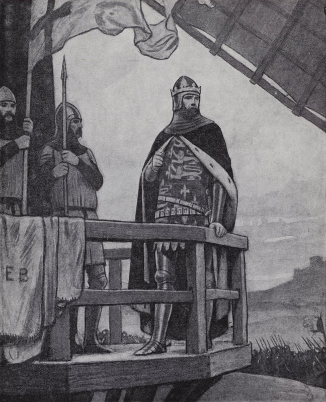 Král Edward III v bitvě u Crecy, Francie, 26. srpna 1346 (litho) od Ernest (after) Board