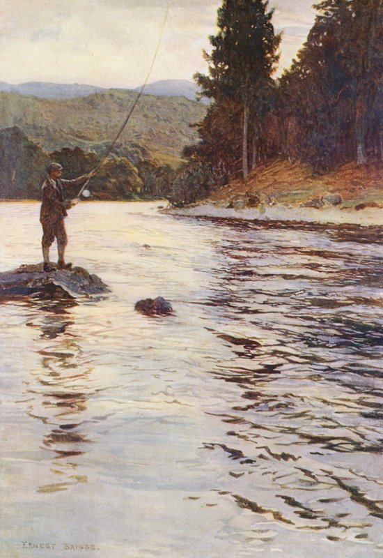 Lov lososů na vodě Faskally (barevná litografie) od Ernest Edward Briggs