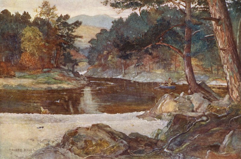 Řeka Tummel u Pitlochry (barevná litografie) od Ernest Edward Briggs