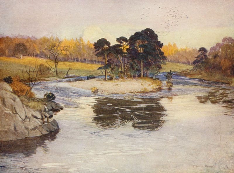 Jedlový ostrov pod Linnem (barevná litografie) od Ernest Edward Briggs