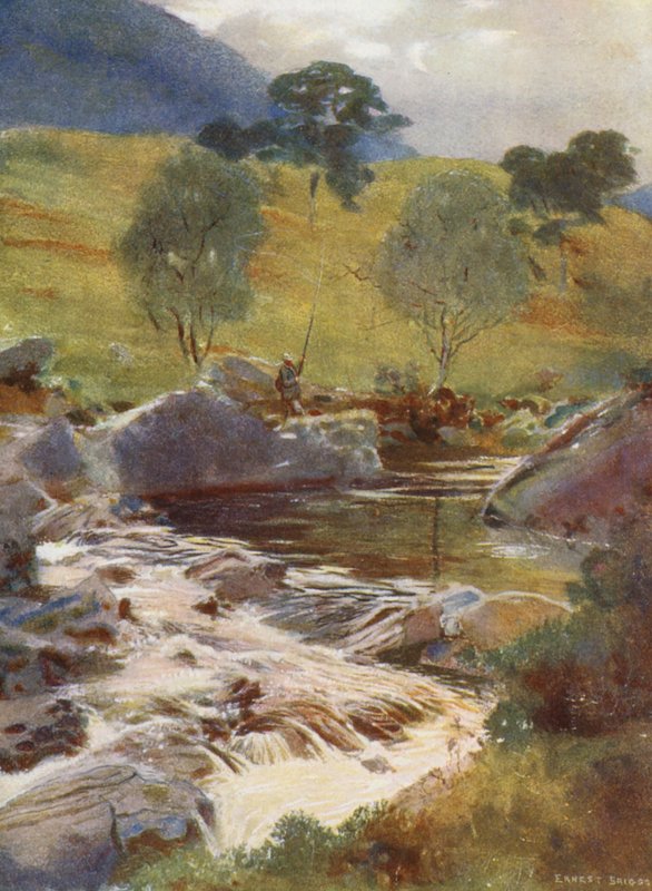 Pramen řeky Dochart (barevná litografie) od Ernest Edward Briggs