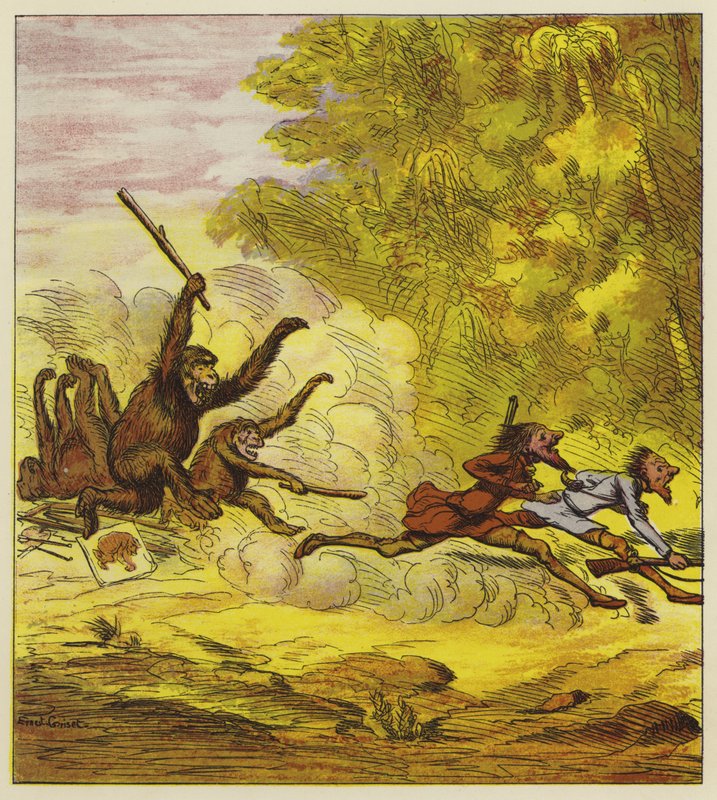 Bratři Boldovi pronásledováni rozzuřenými gorilami od Ernest Henry Griset