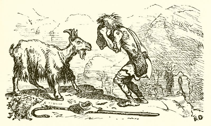 Pastýř koz a koza od Ernest Henry Griset