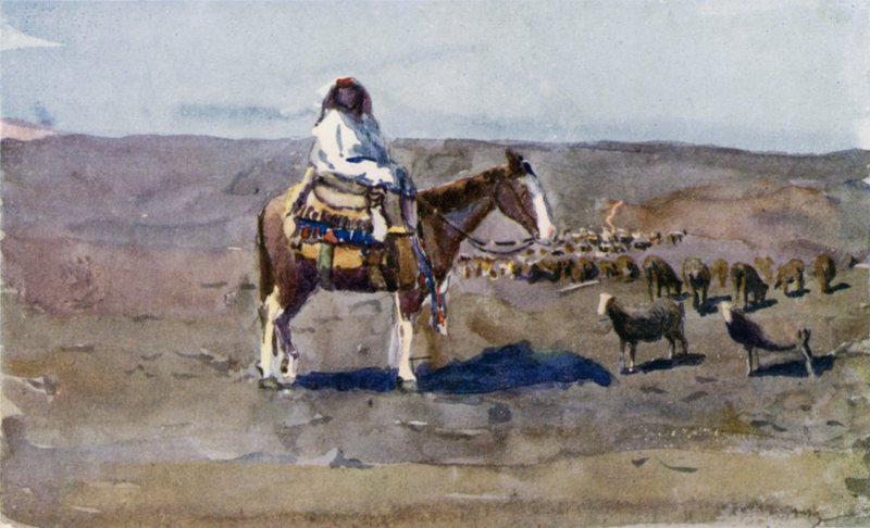 Typická jihoargentinská Gaucho dívka sedící na caballu od Ernest William Christmas