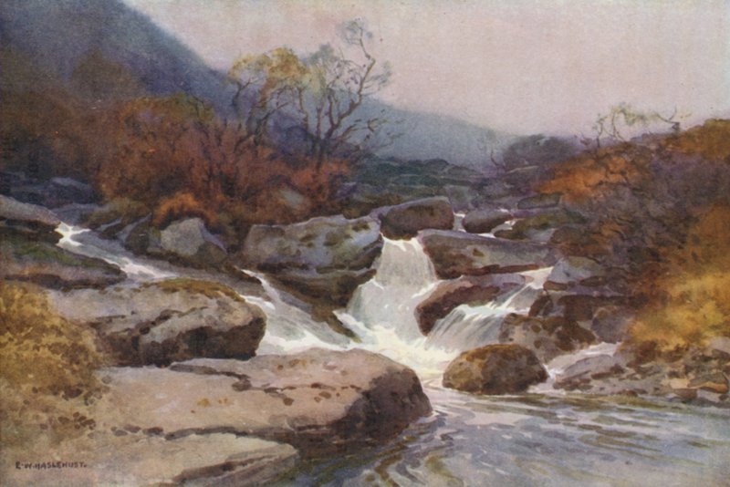 A Dartmoor Stream (barevné lito) od Ernest William Haslehust