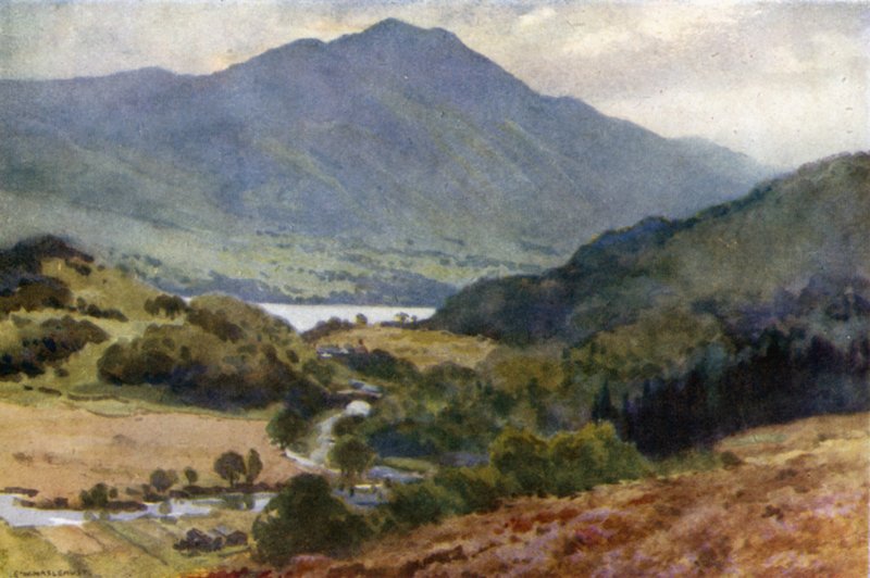 Ben Venue a Loch Achray, Trossachs (barevné lito) od Ernest William Haslehust