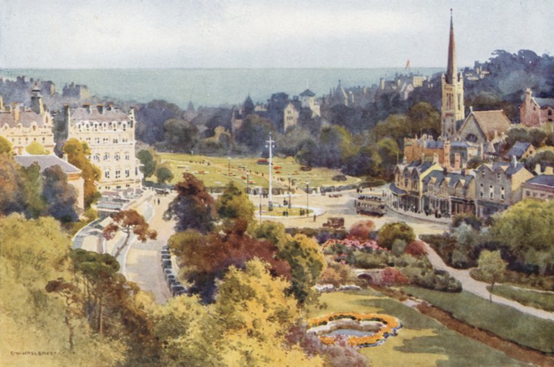 Bournemouth: Náměstí a zahrada z Mont Dore (barevné lito) od Ernest William Haslehust
