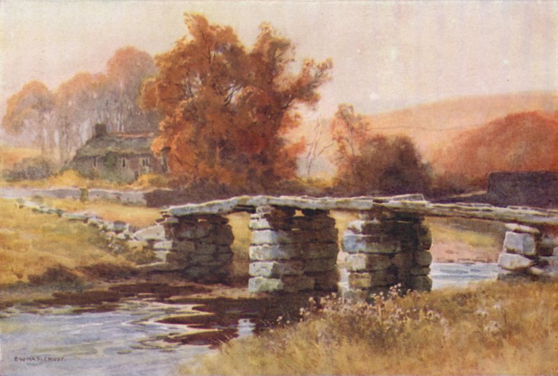 Clapper Bridge, Postbridge (barevný lito) od Ernest William Haslehust