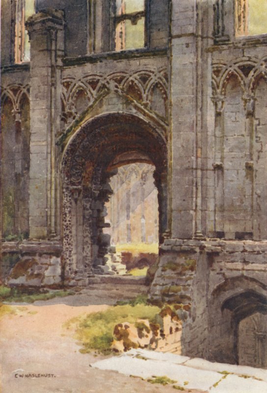 Brána kaple Panny Marie, opatství Glastonbury (barevné lito) od Ernest William Haslehust