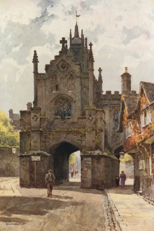 East Gate, Warwick (barevné lito) od Ernest William Haslehust