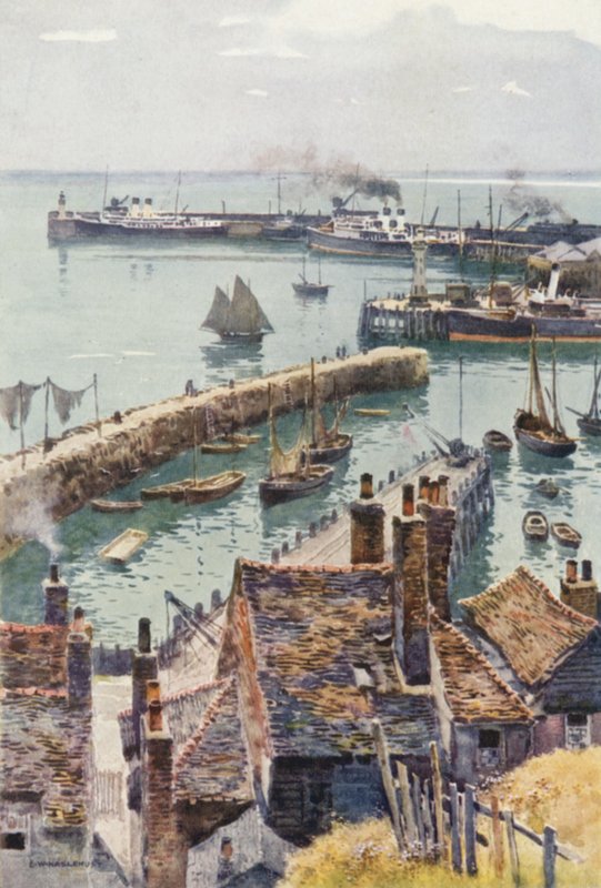 Folkestone Harbour z Eastcliffe (barevné lito) od Ernest William Haslehust