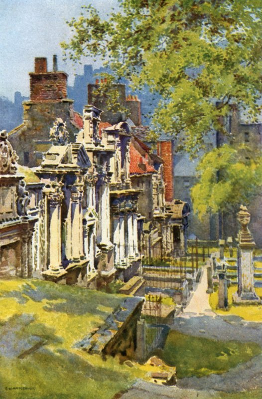Greyfriars Churchyard (barevné lito) od Ernest William Haslehust