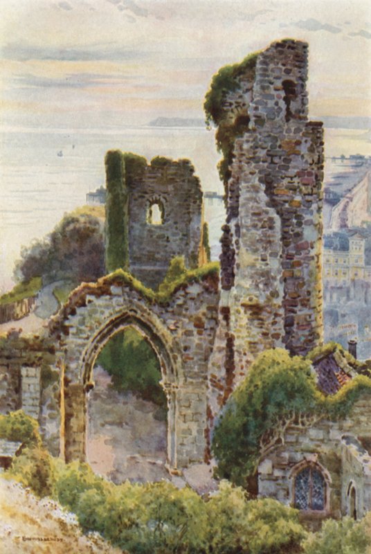 Hrad Hastings (barevné lito) od Ernest William Haslehust