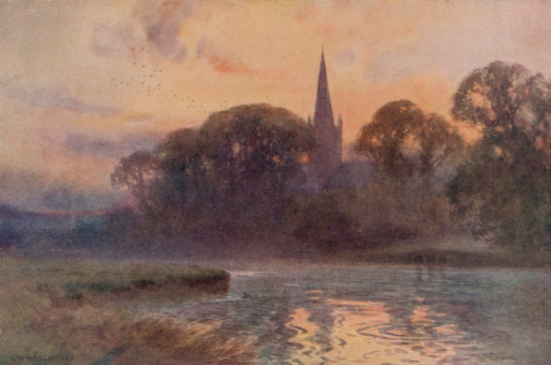 Kostel Nejsvětější Trojice, Stratford-on-Avon (barevné lito) od Ernest William Haslehust