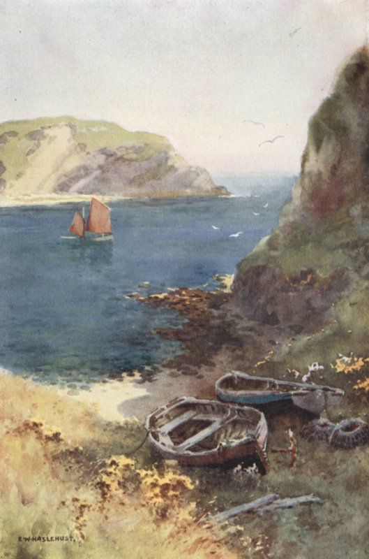 Lulworth Cove (barevné lito) od Ernest William Haslehust