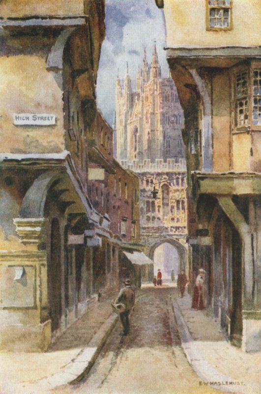 Mercery Lane (barevné lito) od Ernest William Haslehust