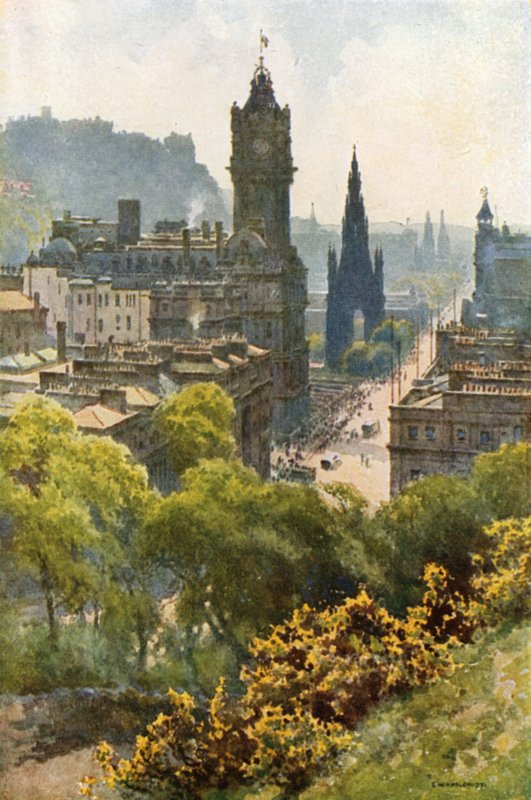 Princes Street z Calton Hill (barevné lito) od Ernest William Haslehust
