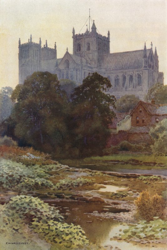 Ripon Minster from the River (barevné lito) od Ernest William Haslehust