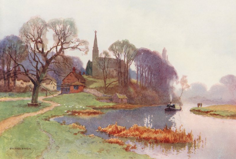 Řeka Temže: Clifton Hampden (barevná litografie) od Ernest William Haslehust