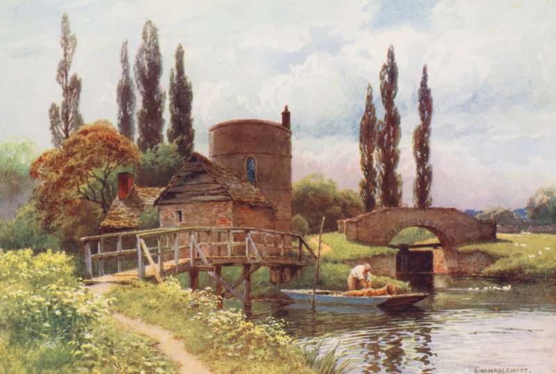 Řeka Temže: Inglesham Round House (barevná litografie) od Ernest William Haslehust