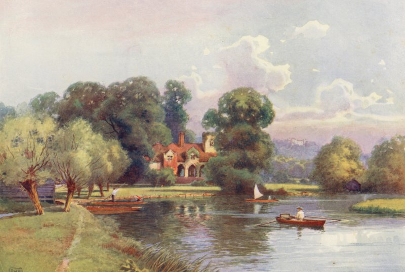 Řeka Temže: Medmenham Abbey (barevná litografie) od Ernest William Haslehust