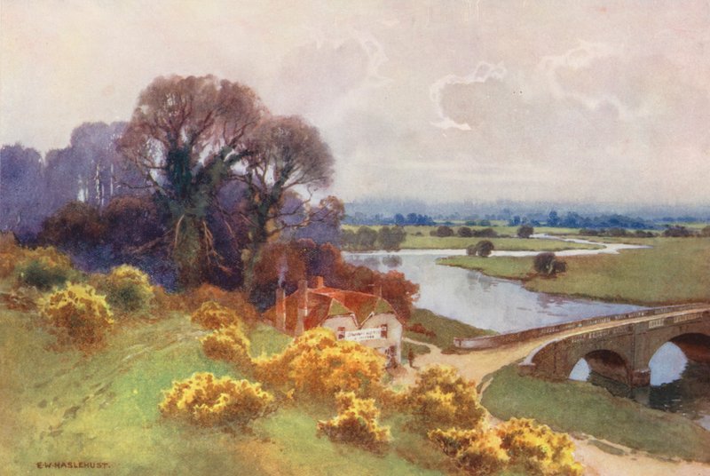 Řeka Temže: Shillingford Bridge (barevná litografie) od Ernest William Haslehust