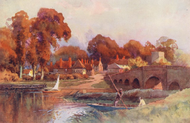 Řeka Temže: Sonning Bridge (barevná litografie) od Ernest William Haslehust