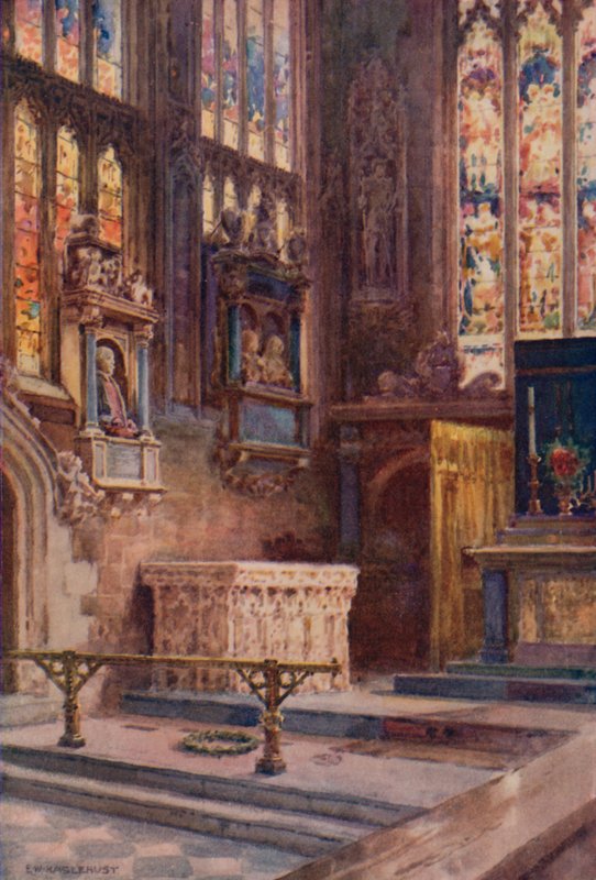 Shakespearova hrobka a památník (barevné lito) od Ernest William Haslehust