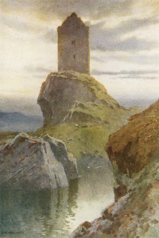 Smailholmská věž (barevná lito) od Ernest William Haslehust