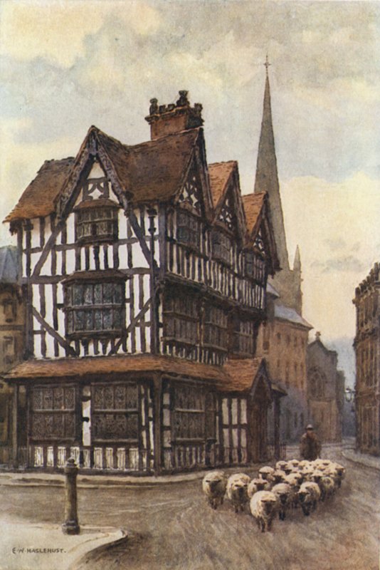 Černobílý dům, High Town (barevné lito) od Ernest William Haslehust