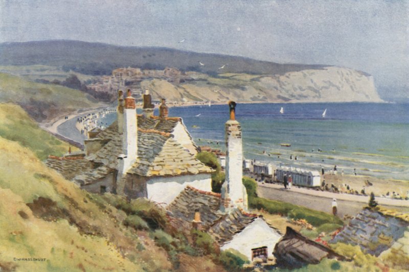 The Fine Sweep of Swanage Bay (barevní členové) od Ernest William Haslehust