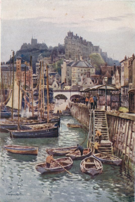 Rybářský přístav, Folkestone (barva litho) od Ernest William Haslehust