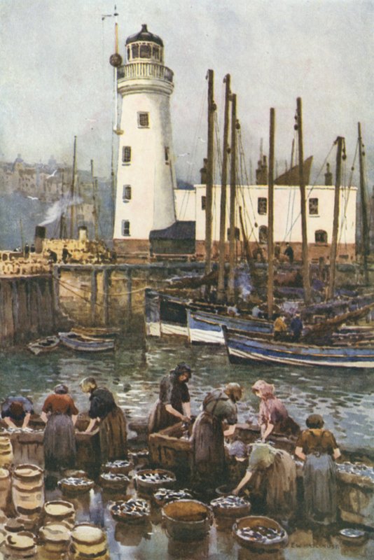 Přístav v období sleďů (barevné lito) od Ernest William Haslehust