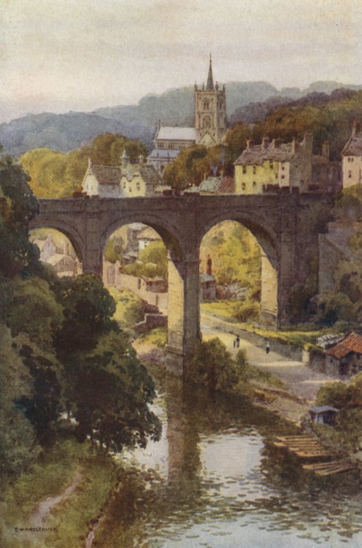 Historické staré město Knaresborough (barevné lito) od Ernest William Haslehust