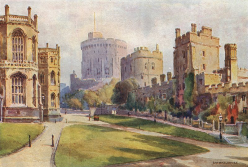The Lower Ward, hrad Windsor (barevné lito) od Ernest William Haslehust