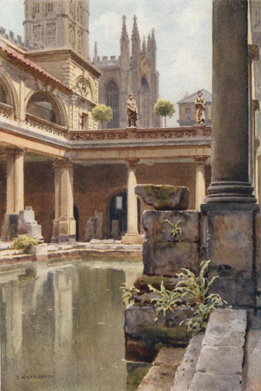 Římské lázně (barevné lito) od Ernest William Haslehust