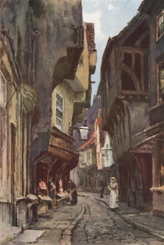 The Shambles (barevné lito) od Ernest William Haslehust