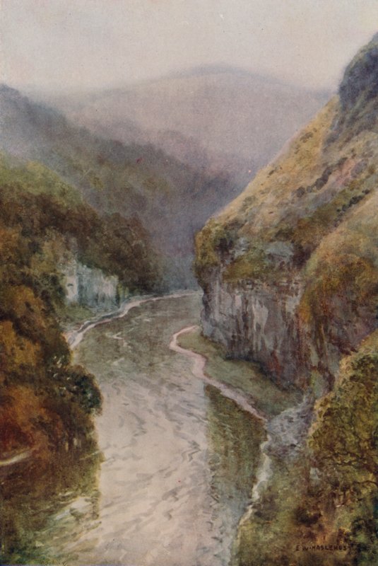 The Wye poblíž Cressbrook Dale (barevné lito) od Ernest William Haslehust
