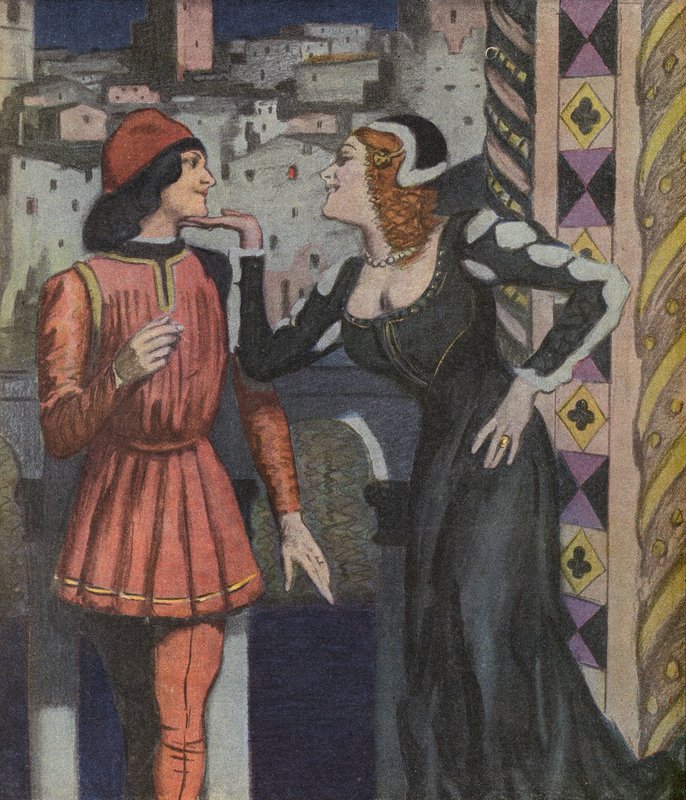 Florentský flirt (barva litho) od Ernst (after) Heilemann