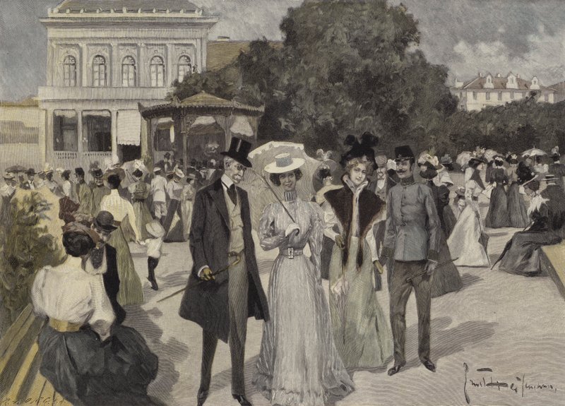 Před Hudebním pavilonem ve Františkových Lázních od Ernst Heilemann